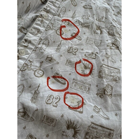 No Hype Button Up Short Sleeve 80s Theme Shirt‎ Men’s XL - FAINT STAINS - Picture 4 of 9